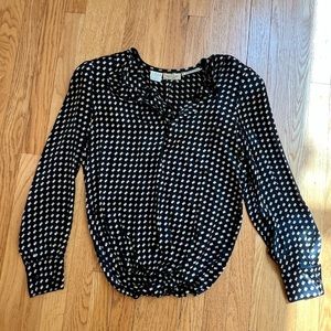 VALENTINO VINTAGE Black and White Silk Blouse